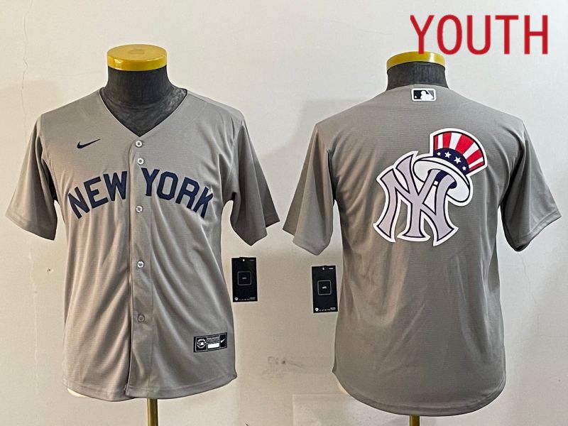 Youth New York Yankees Blank Grey Game 2024 Nike MLB Jersey style 12189